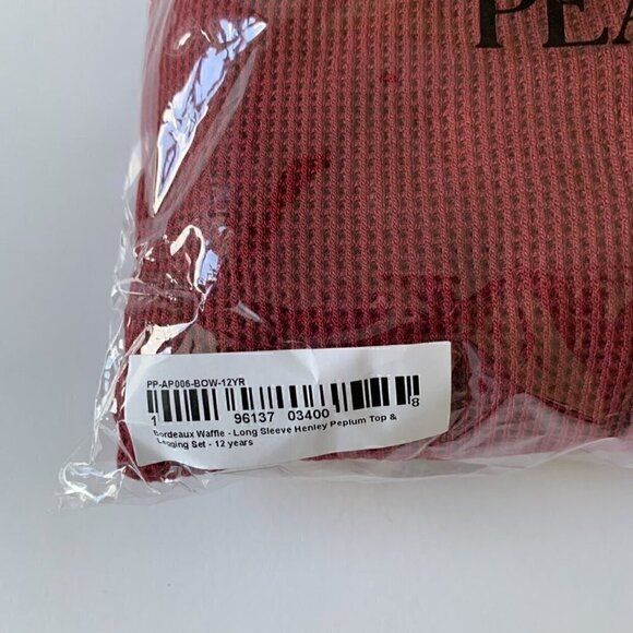 NWT Posh Peanut Girl Bordeaux Waffle Thermal Top And Leggings Set 12 Years - Picture 7 of 11